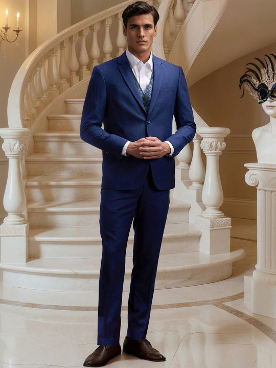 Louis Philippe Checked Slim Fit Single-Breasted Three-Piece Suits