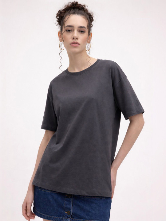 Roadster The Lifestyle Co Cotton Round Neck Oversized T-shirt