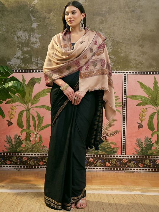 Sangria Pashmina Kashmiri kani Beige Shawl