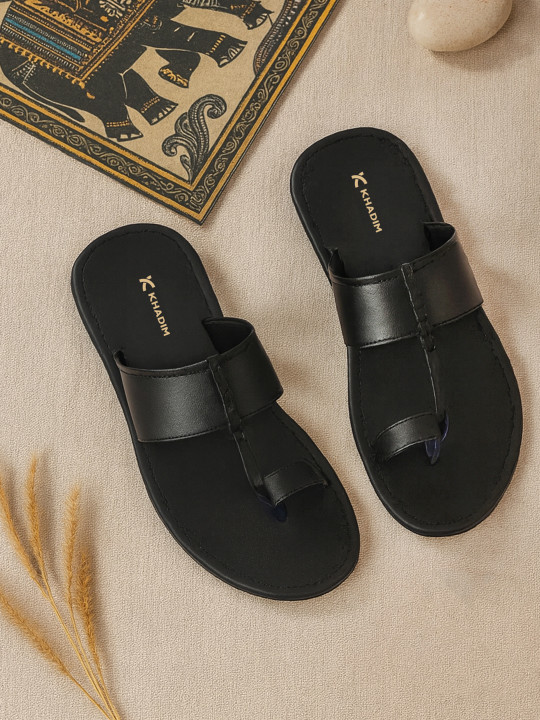 Khadims Men Black Comfort Sandals