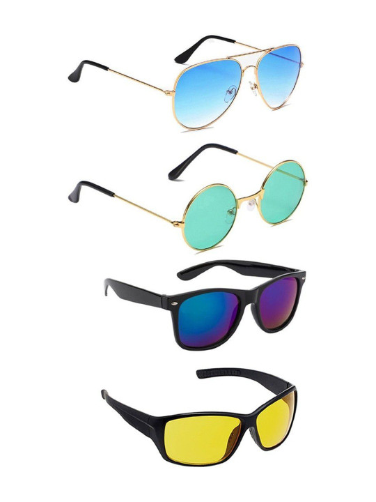 Elligator Men Blue Lens & Black Wayfarer Sunglasses with