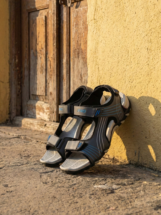 Khadims Men Grey Printed Sports Sandals