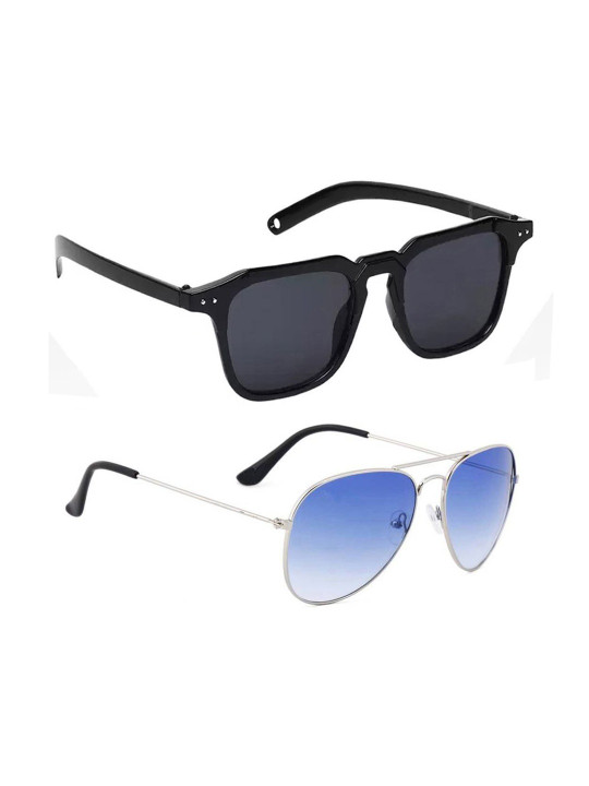 Elligator Men Black Lens & Black Wayfarer Sunglasses with