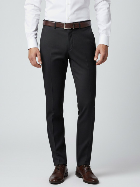 Blackberrys Men Mid-Rise Tapered Fit Formal Trousers