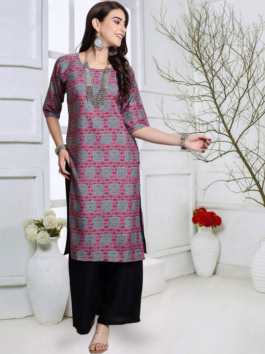 popmantra Women Ethnic Motifs Printed Crepe Kurta