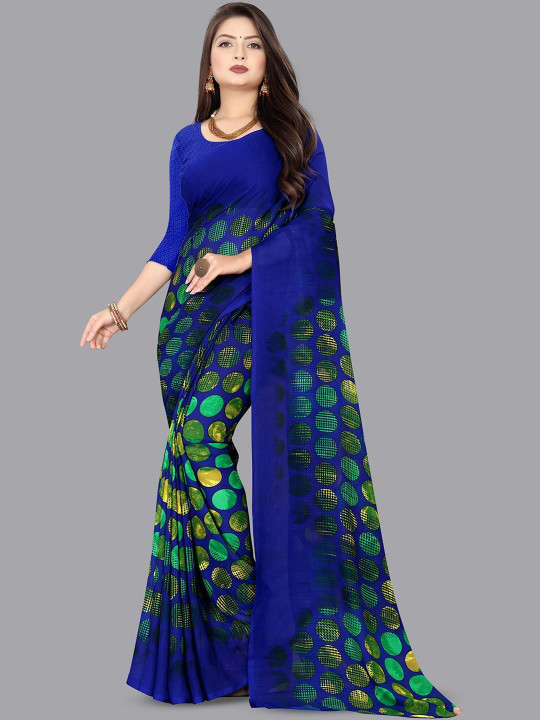 STYLE MODA Polka Dot Poly Georgette Saree