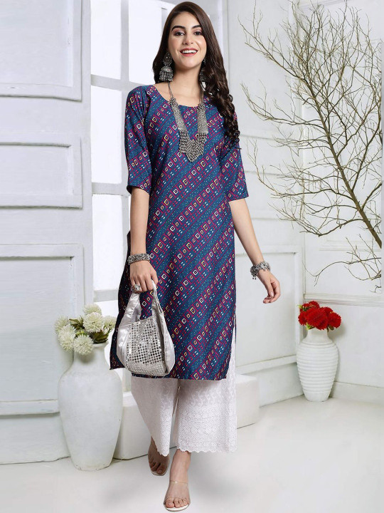 popmantra Women Ethnic Motifs Printed Crepe Kurta