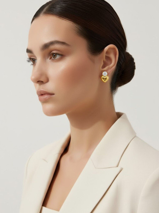 ShopSiiri Sweet Heart Diamond Studs Earrings