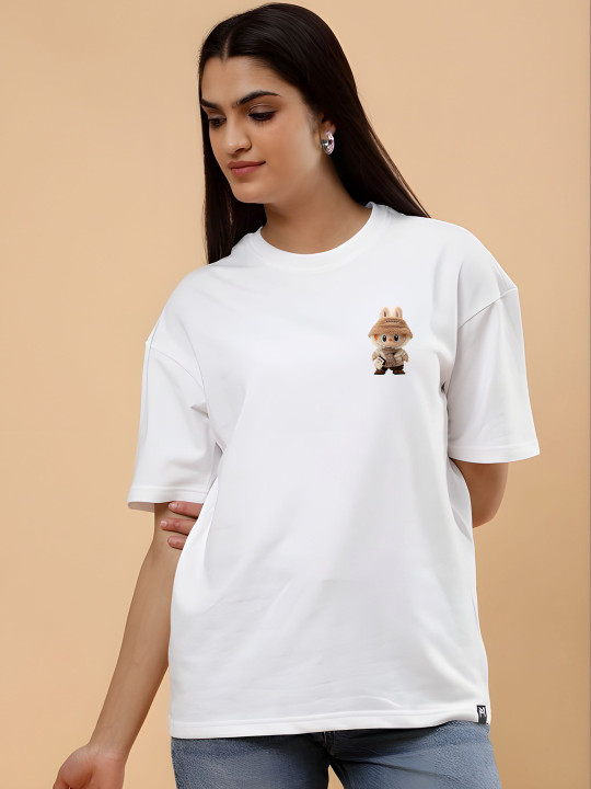 KAIDO Women Printed Drop-Shoulder Sleeves Bio Finish T-shirt