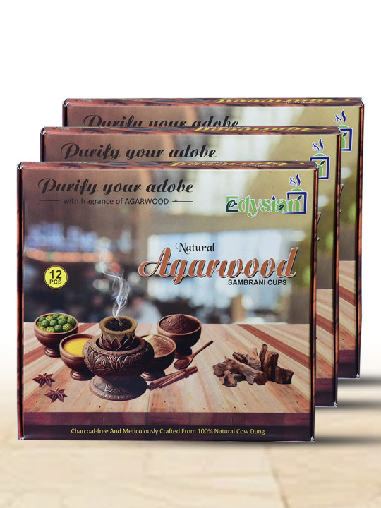 Edysian Brown 36 Pieces Wooden Agarwood Sambrani Dhoop Danis