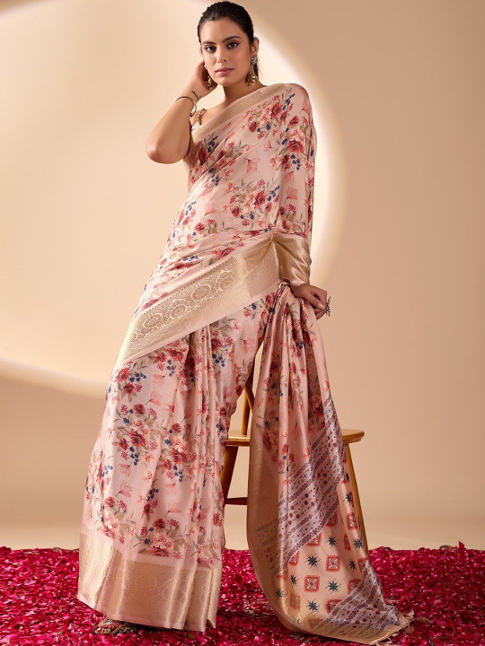 all about you Floral Silk Blend Designer Saree