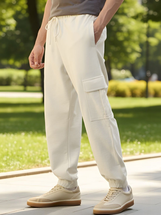 NOBERO Men Pure Cotton Relaxed-Fit Mid-Rise Joggers
