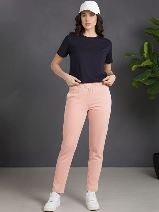 NOBERO Women Pure Cotton Mid-Rise Track Pant