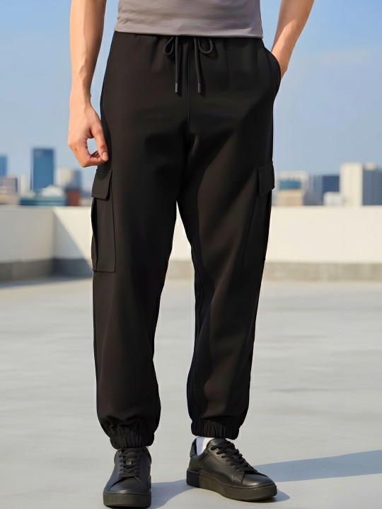 NOBERO Men Relaxed-Fit Mid-Rise Track Pant