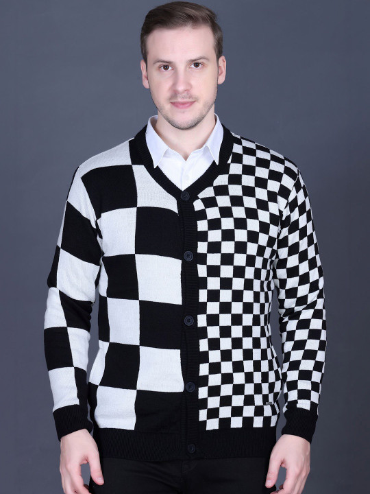 GODFREY Men Checked Cardigan
