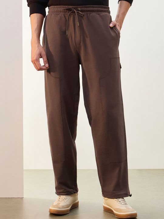 NOBERO Men Pure Cotton Straight-Fit Mid-Rise Track Pant