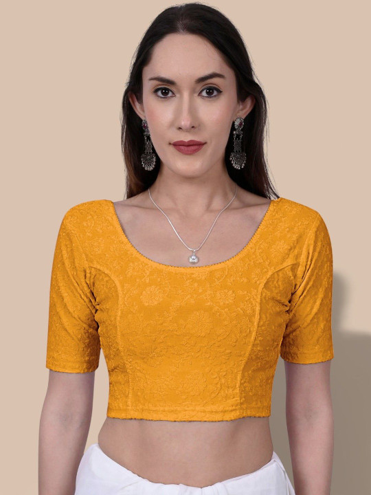 MISS WEARS Floral Elbow Length Readymade Stretchable Saree Blouse