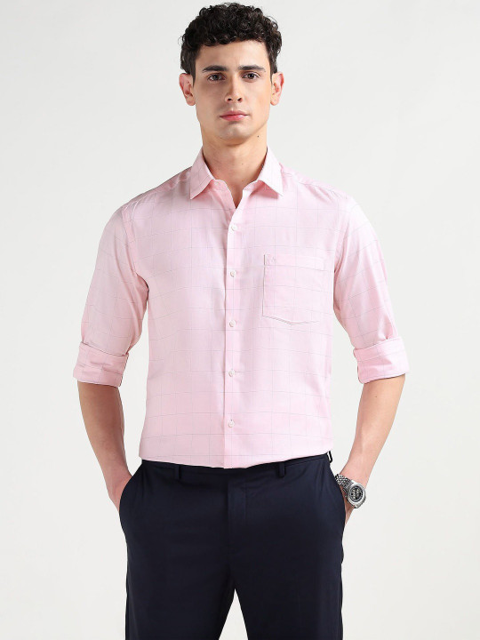 Arrow Men Slim Fit Windowpane Checks Checked Casual Shirt