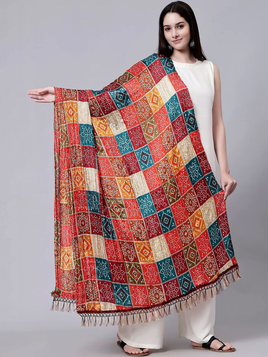 Trendmalls Printed Cotton Silk Bandhani Dupatta