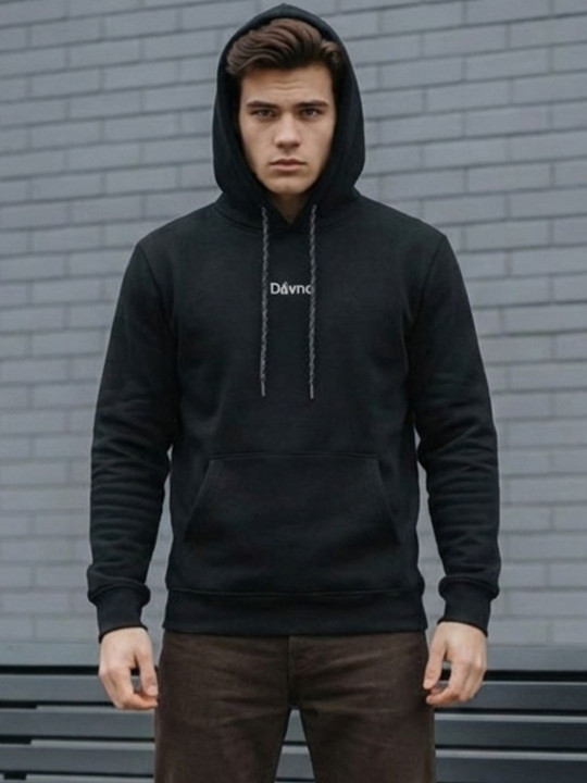 Davno Men Printed Hooded Sweatshirt