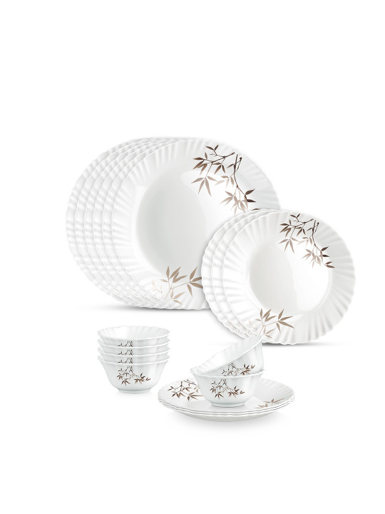 Treo White Opalware Aurelia 18Pc Serving of 6 Microwave & Dishwasher Safe Dinner Set