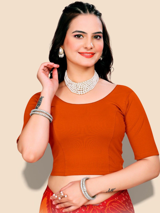 MISS WEARS Cotton Round Neck Saree Blouse
