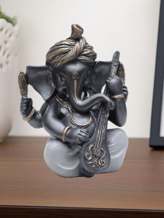 Ashnam Diverse Expression Grey Lord Ganesha Religious Idol Showpiece