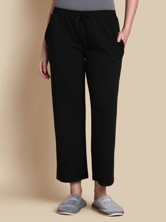 TWIN BIRDS Women Ultra-Soft Textured Lounge Pants With Adjustable Drawstring & Pockets