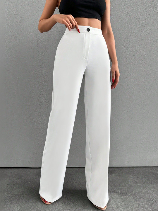 KERI PERRY Women Relaxed Straight Leg High-Rise Non Iron Trousers