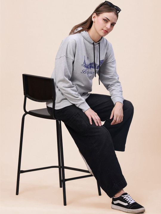 ARISE Women Printed Hooded Sweatshirt