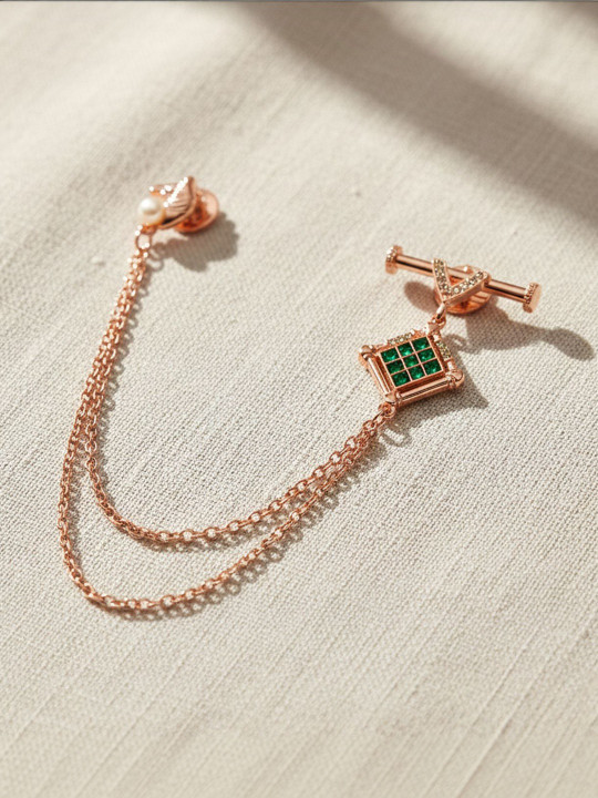 Mahi Green Plated Alloy Brooch