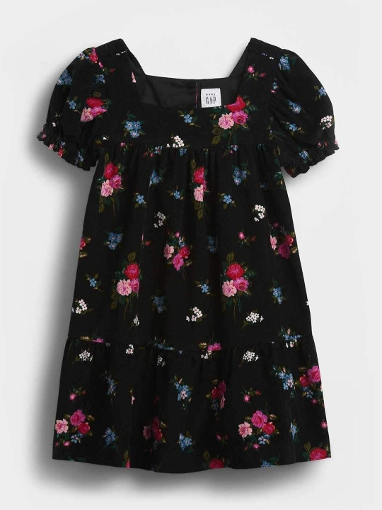 GAP Printed Cotton Square Neck A-Line Above Knee Dresses