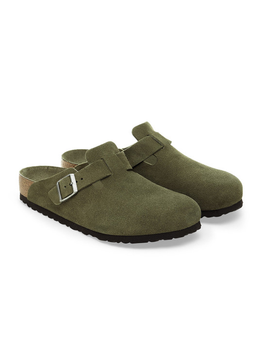 Birkenstock Boston Unisex Regular Width Green Leather Sandal