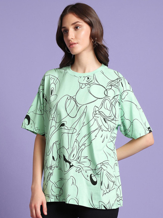 Bewakoof Printed Oversized Pure Cotton T-shirt