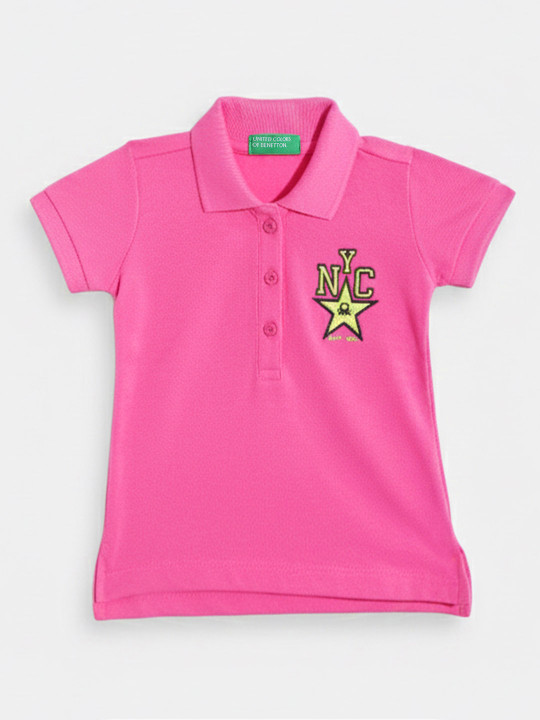United Colors of Benetton Girls Polo Collar Regular Fit T-Shirt
