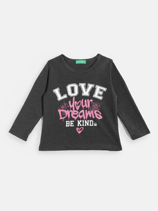 United Colors of Benetton Girls Typography Printed Regular Fit T-Shirt