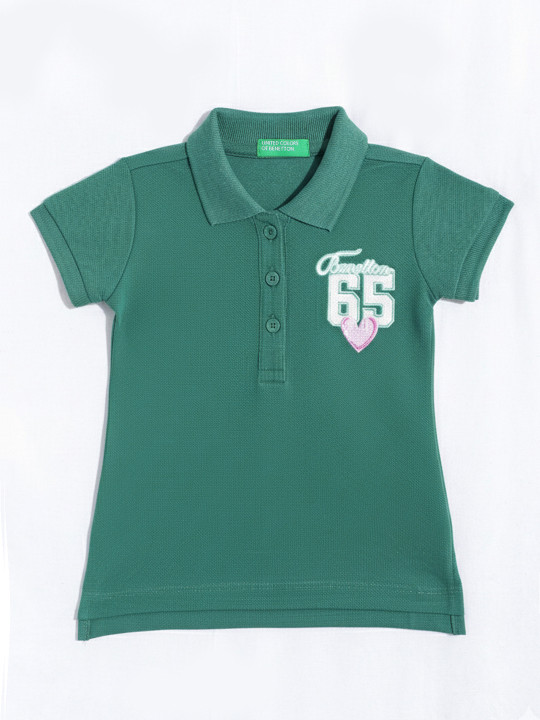United Colors of Benetton Girls Polo Collar Regular Fit T-Shirt