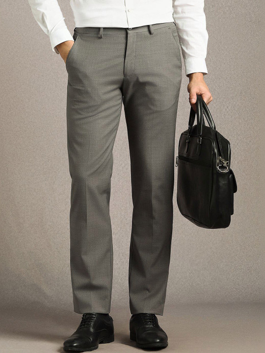 Louis Philippe Men Textured Trousers