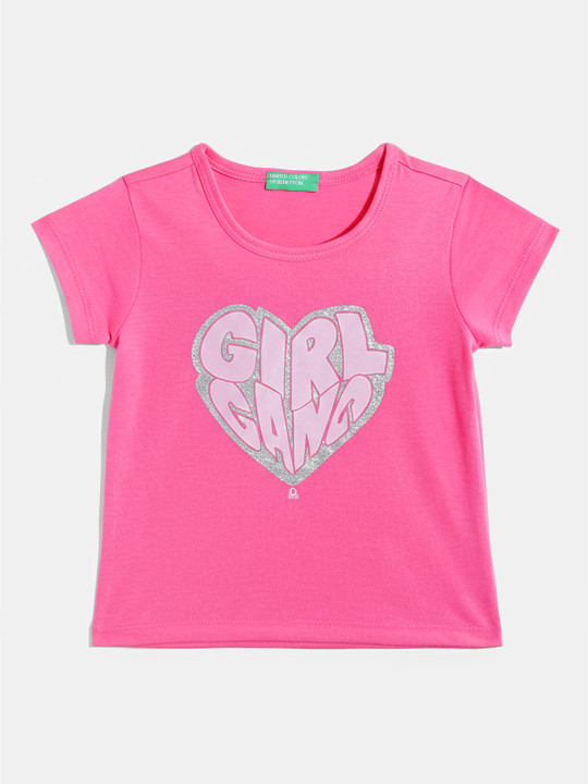 United Colors of Benetton Girls Typography Printed Regular Fit T-Shirt