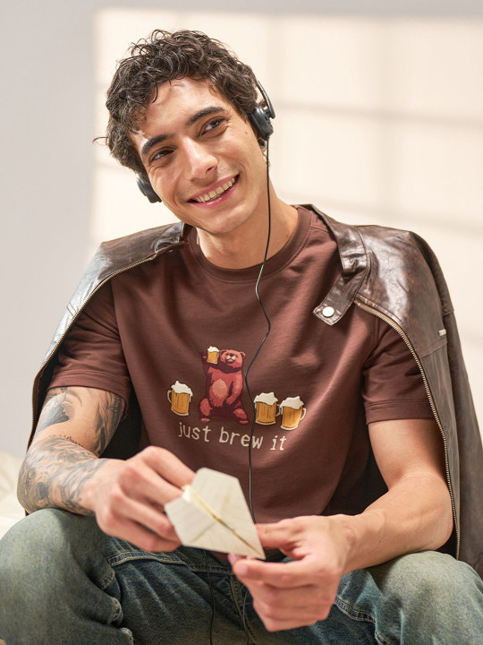THE BEAR HOUSE Men Cotton Printed Relax Fit T-Shirt