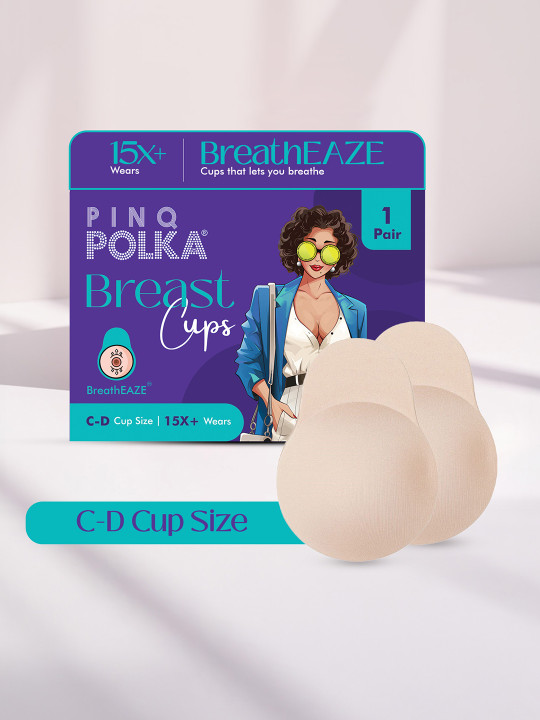 PINQ POLKA Reusable Breast Lift Cup C-D Size Boob Tape Stick On Adhesive Bra Pasties 2 Pcs