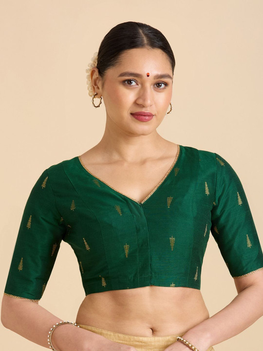 Studio Shringaar Woven Design V-Neck Readymade Saree Blouse
