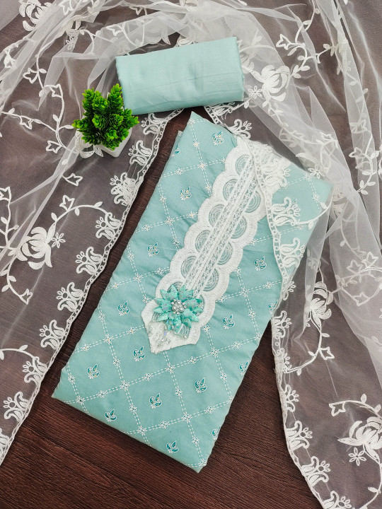 MANVAA Embroidered Pure Cotton Unstitched Dress Material
