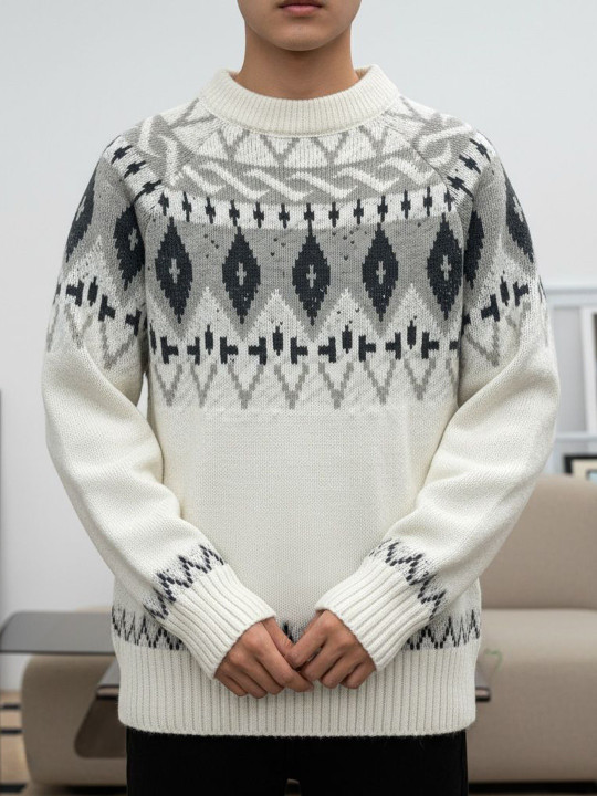 StyleCast x Revolte Men Fair Isle Printed Pullover