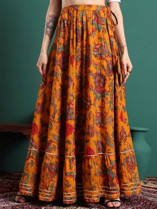 CHARMANT Printed Flared Maxi Skirts