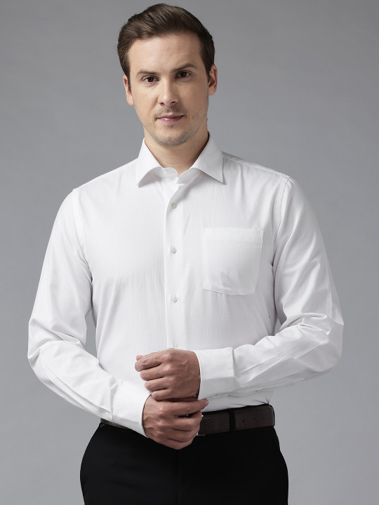 Blackberrys Self-Striped Slim Fit Formal Shirt