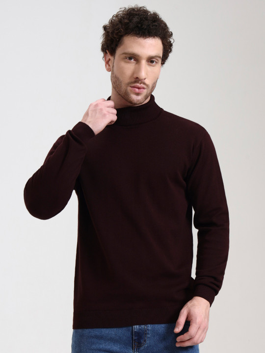 JADE BLUE Men Turtle Neck Pure Cotton Regular Fit Sweaters