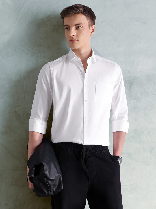 Arrow Men Slim Fit Cutaway Collar Formal Cotton Shirt