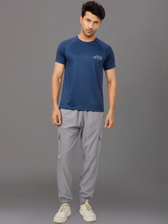 HRX by Hrithik Roshan Brand Logo Printed Raglan Sleeves Rapid-Dry Training T-shirt