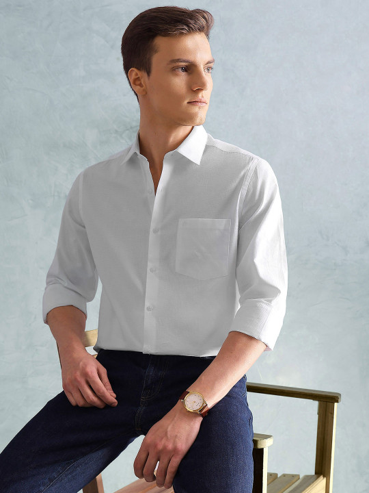 Arrow Men Cutaway Collar Long Sleeves Slim Shirt